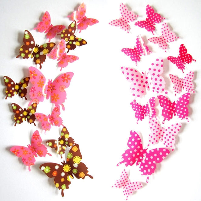 12pcs / Set Home Decoration Originality PVC 3D Butterfly Wall Paste