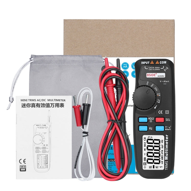 BSIDE ADM92 手持真有效值自動量程電壓電流電阻零火線NCV電容萬能表