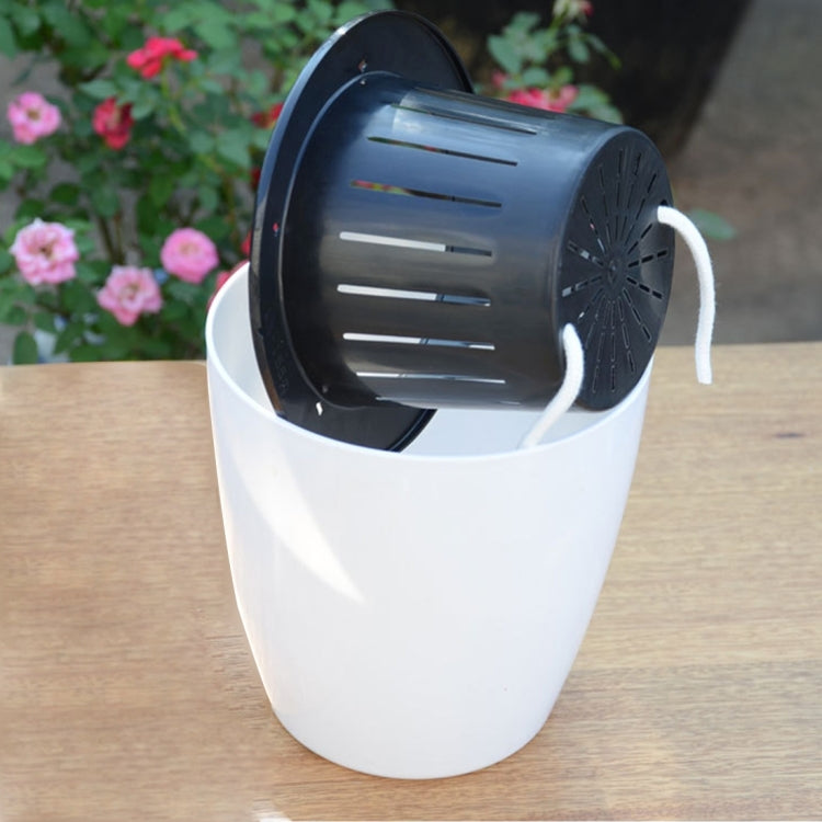 150# 懶人花盆自動吸水樹脂水培雙層圓形塑料花盆，直徑15cm，高度15.5cm