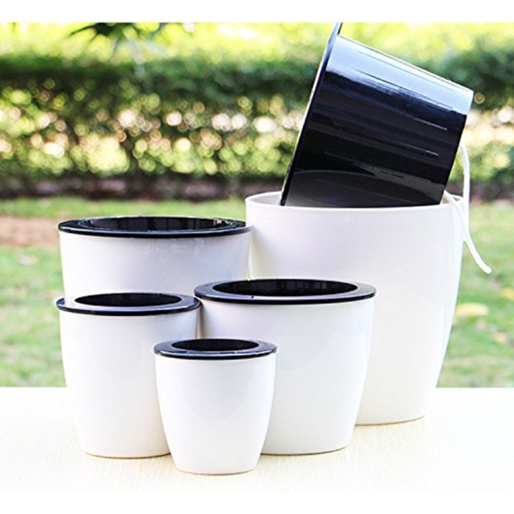 150# 懶人花盆自動吸水樹脂水培雙層圓形塑料花盆，直徑15cm，高度15.5cm