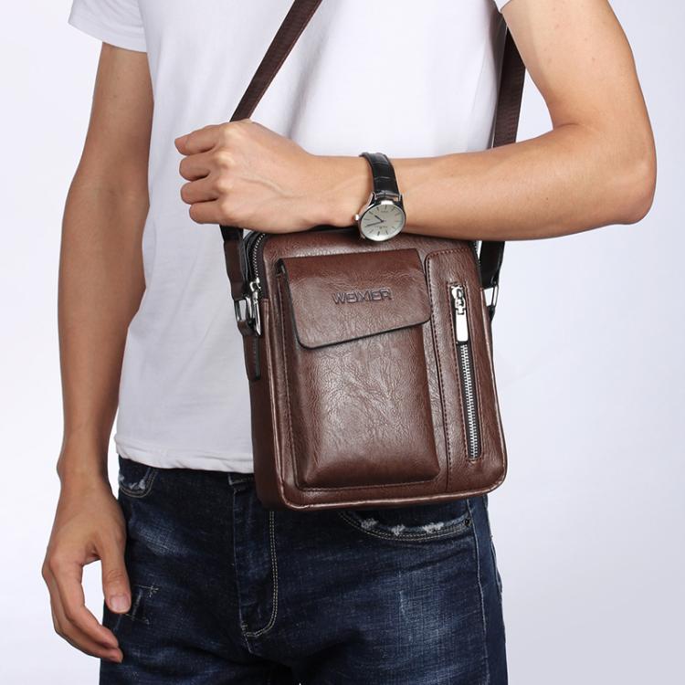 WEIXIER Universal Fashion Casual Men Shoulder Messenger Bag Handbag, Size: L (24cm x 20cm x 6cm)