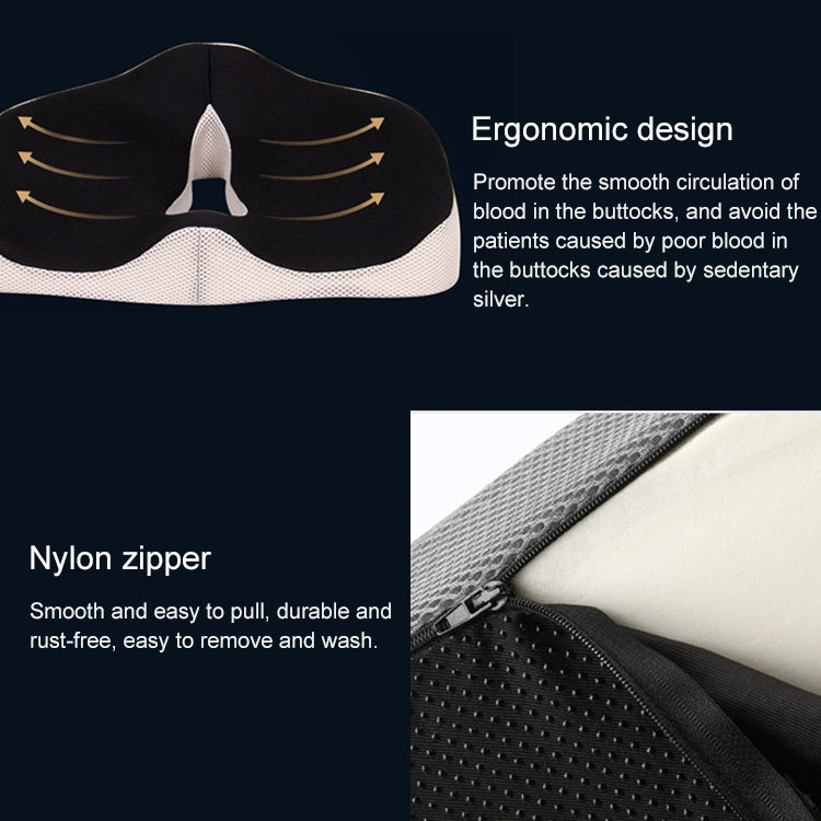 辦公室椅子坐墊 美臀墊防痔瘡椅子墊 黑色網格布 尺寸：45x38x13cm, 45x38x13cm Black