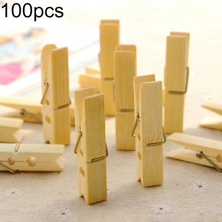 100pcs Multi-function Mini Bamboo Clothes Photo Paper Peg Clothespin Laundry Hanger Clip