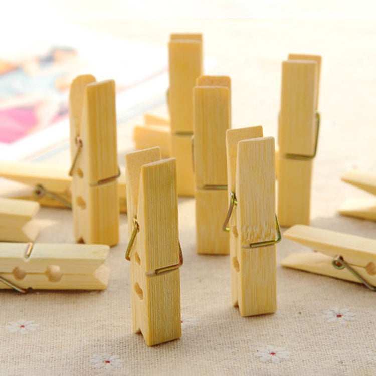 100pcs Multi-function Mini Bamboo Clothes Photo Paper Peg Clothespin Laundry Hanger Clip