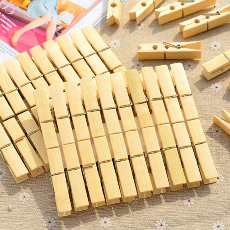 100pcs Multi-function Mini Bamboo Clothes Photo Paper Peg Clothespin Laundry Hanger Clip