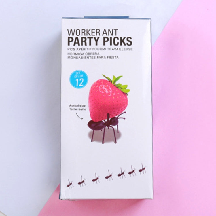 12pcs / Box Worker Ant Fruit Forks Snack Cake Dessert Tableware Home Kitchen Party Dinner Fruit Pick Kitchen Tool