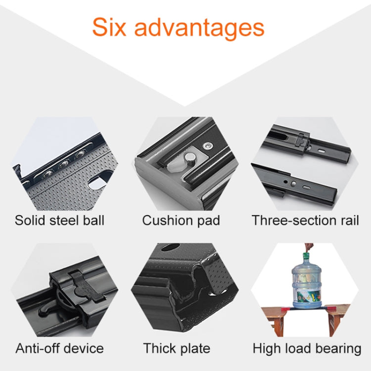 18寸三節靜音冷軋鋼滑道抽屜軌道 長度: 45cm