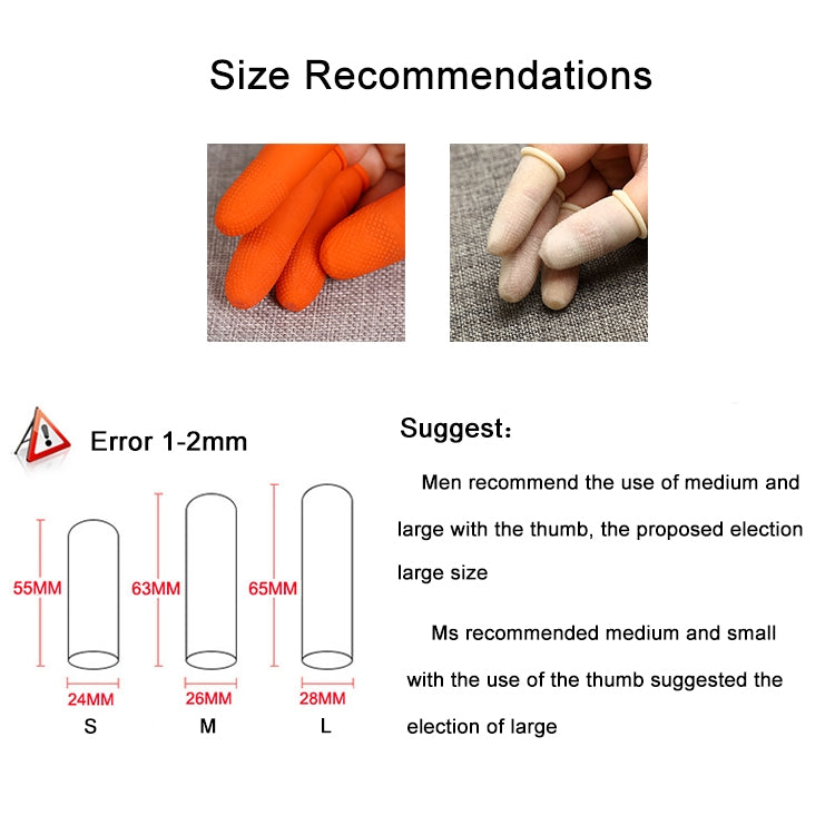 100pcs / Pack Antistatic Antislip Durable Fingertips Latex Protective Gloves, Size: M, 2.6*6.3cm