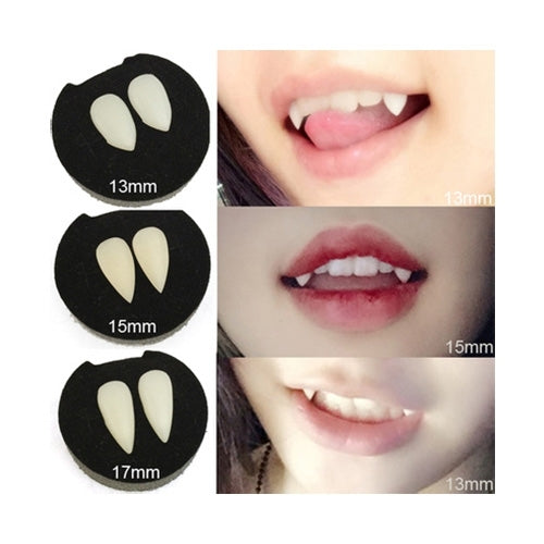1對 19毫米長 萬聖節派對假牙道具 / 吸血鬼殭屍牙齒 / 虎牙