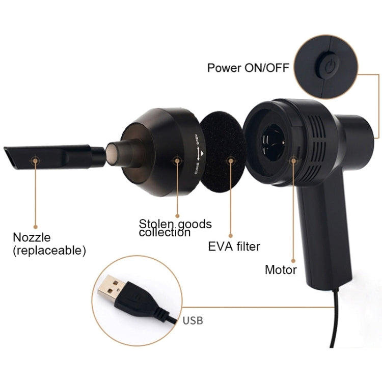 HK-6019A 3.5W USB便攜手持式強力吸塵器 電腦鍵盤吸塵器 寵物清潔器 線長：1.8米 DC 5V