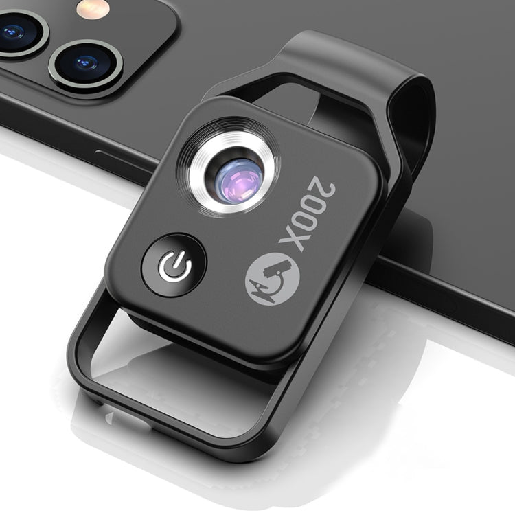 APEXEL APL-MS002BK 200倍放大高清通用便攜手機顯微鏡 帶LED燈