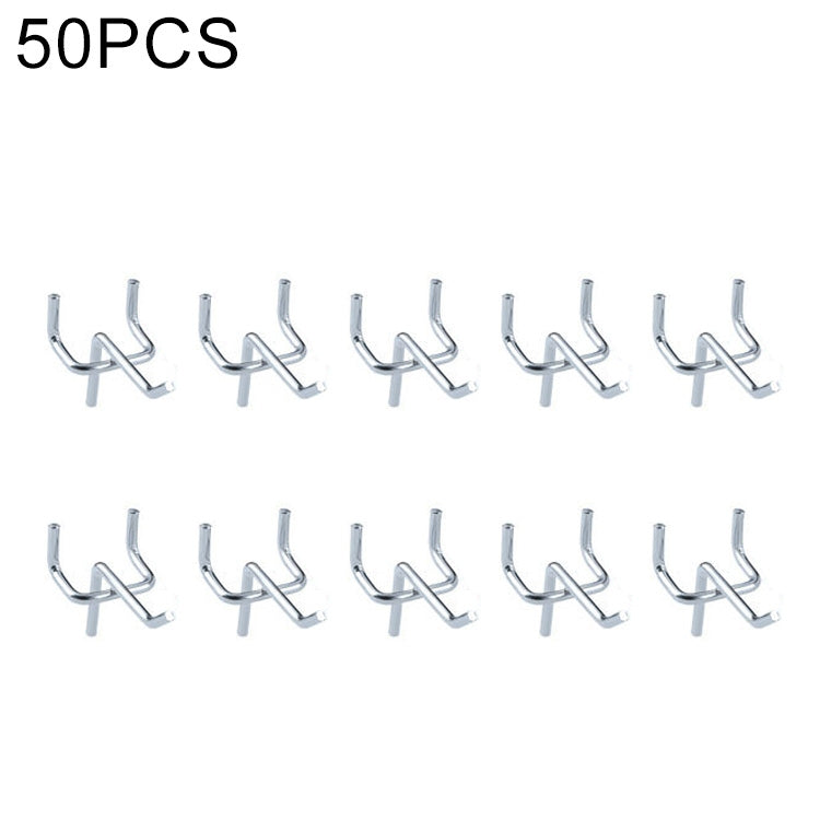 10pcs Supermarket Clothing Shop Pegboard Slat Wall Hook Shelf Hole Plate, Hole Pitch: 2.5cm, Length: 5cm, Wire Diameter: 3.3mm