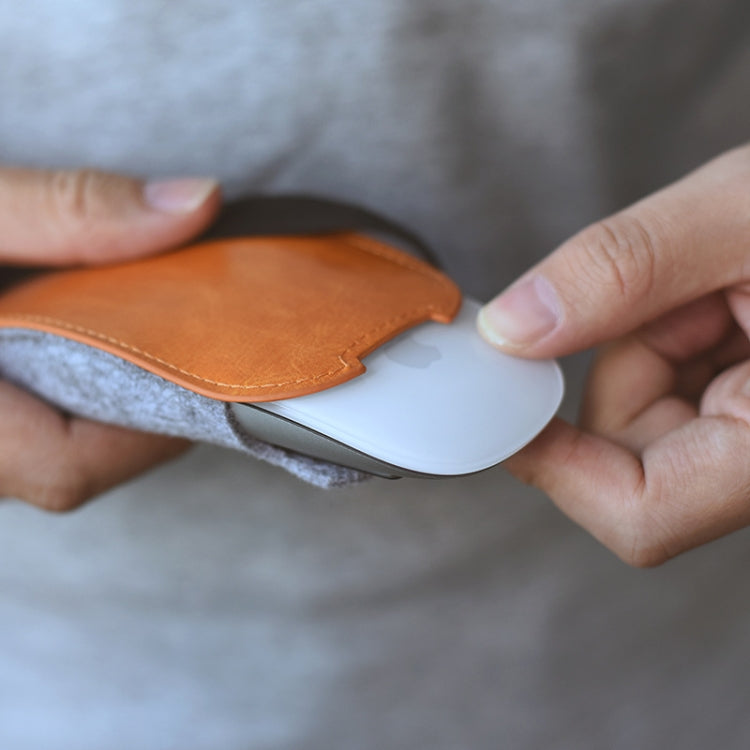 蘋果Magic Mouse 2 歐式鬆緊PU皮毛氈鼠標收納包