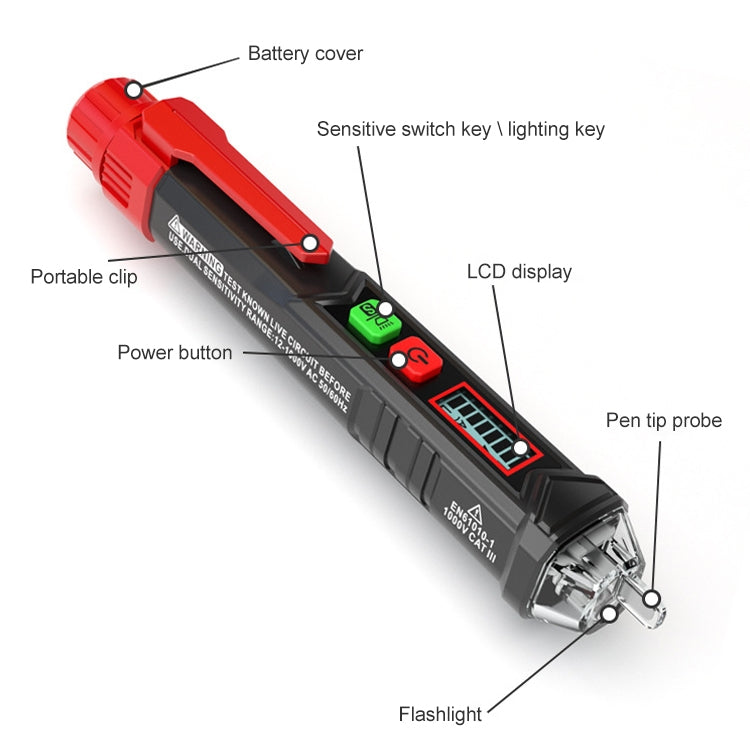 HABOTEST HT100 High-sensitivity LCD Digital Display Sound and Light Alarm Test Pen