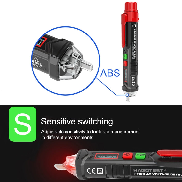 HABOTEST HT100 High-sensitivity LCD Digital Display Sound and Light Alarm Test Pen