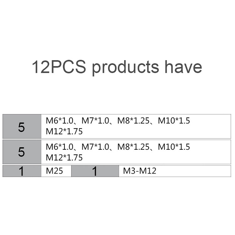 12個裝 多規格絲錐板牙組合套裝 手用公制絲攻扳手絞手架
