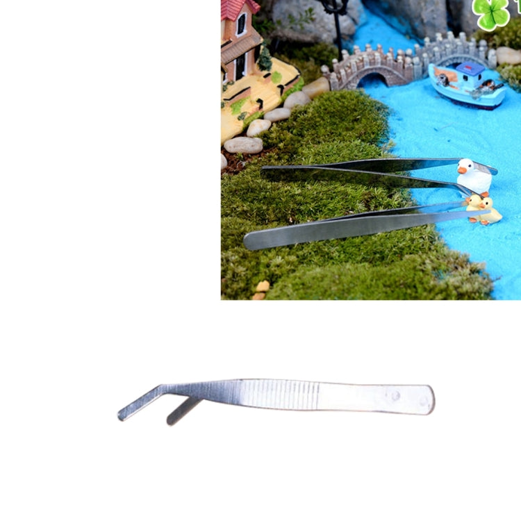 10 PCS 不銹鋼植物清潔彎頭鑷子 植物清潔工具水族箱維護工具海洋水族館活體植物鑷子，長度12厘米