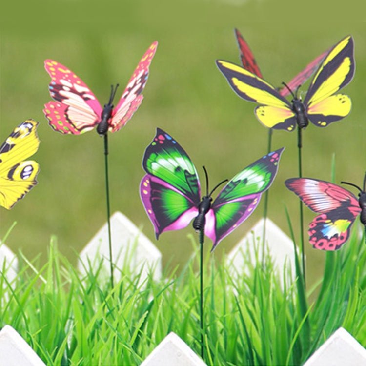 10pcs Colorful Butterflies Garden Ornament Flowerpot Plant Decor Butterfly Stick Garden Decoration Simulation Butterfly, Random Color Delivery