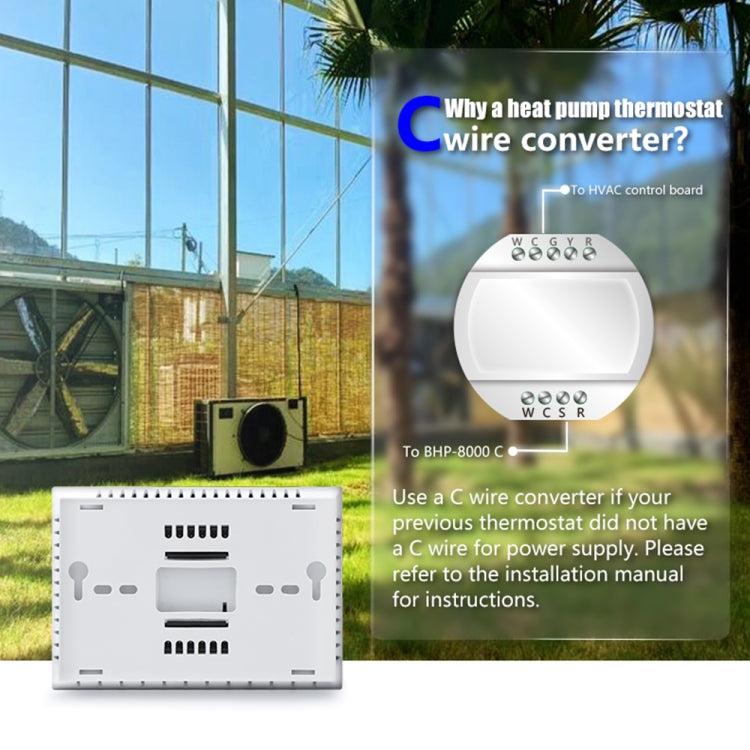 BHP-8000-B 3H2C 鏡面 智能家居溫控器 熱泵機房恆溫器 不帶WiFi AC 24V