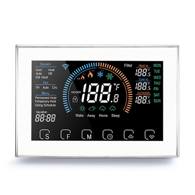 BHP-8000-WIFI-W 3H2C 鏡面 智能家居溫控器 熱泵機房恆溫器 帶WiFi AC 24V