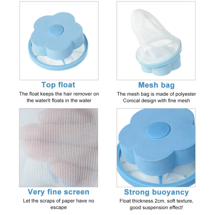 10pcs Plum-shaped Washing Machine Hair Removal Mesh Filter Bag Floating Style Washing Machine  Filtration Bag, Random Color Delivery