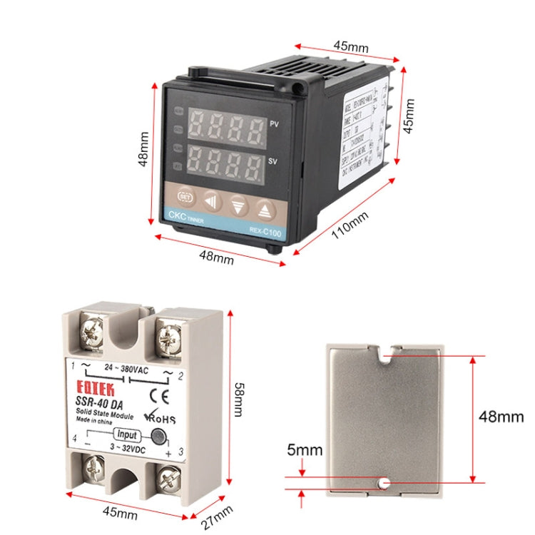 REX-C100溫控器＋熱電偶＋SSR-40 DA固態繼電器智能溫控套裝
