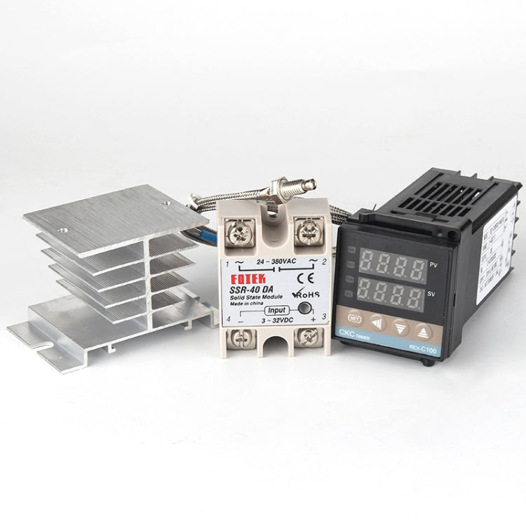 8800W REX-C100溫控器＋散熱器 + 熱電偶＋SSR-80 DA固態繼電器智能溫控套裝