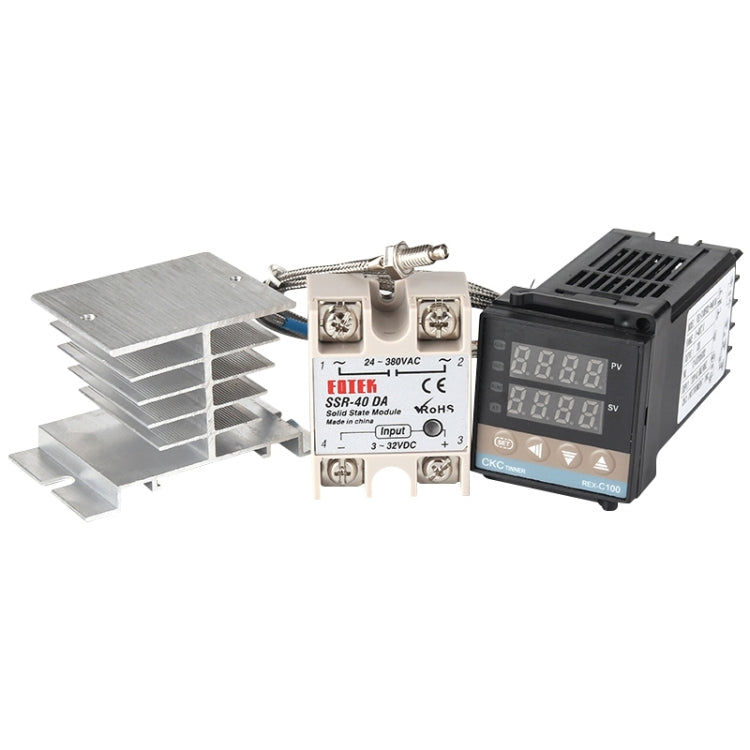 11000W REX-C100溫控器＋散熱器 + 熱電偶＋SSR-100 DA固態繼電器智能溫控套裝