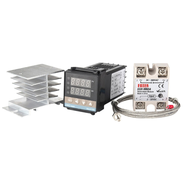 11000W REX-C100溫控器＋散熱器 + 熱電偶＋SSR-100 DA固態繼電器智能溫控套裝