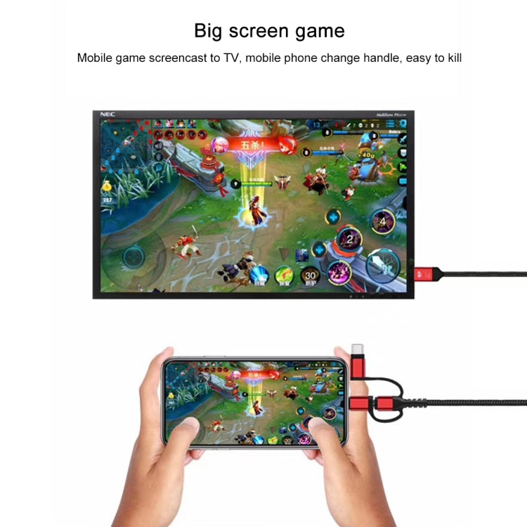 3合1 Micro USB + USB-C / Type-C + 8 Pin手機轉HDMI高清視頻線