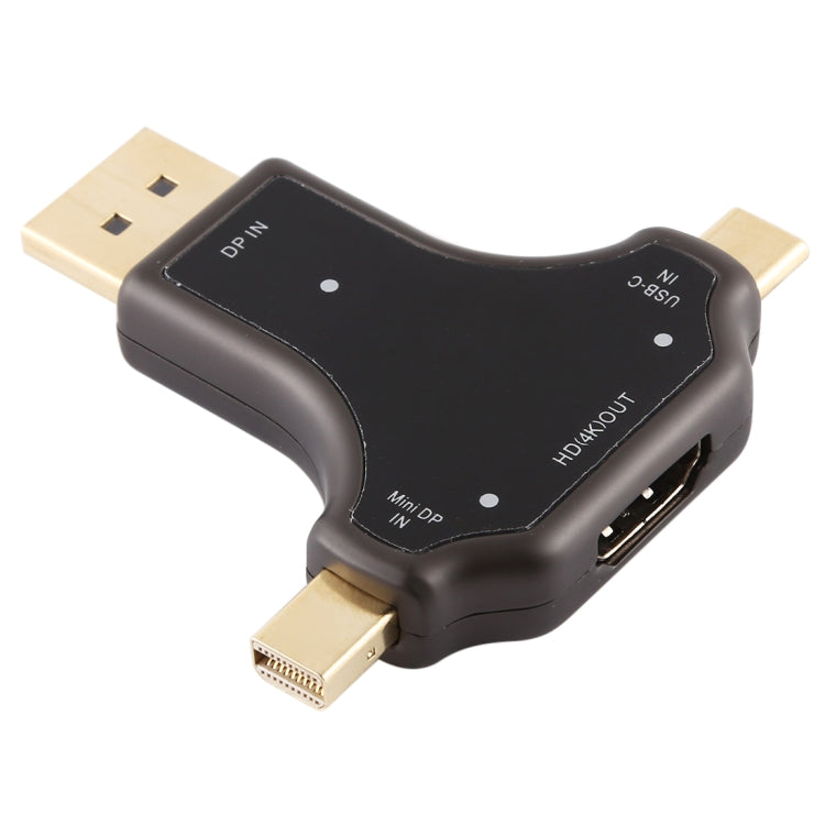 D63A DisplayPort+Mini DP+Type-C公頭 轉 HDMI母頭 3合一轉接頭