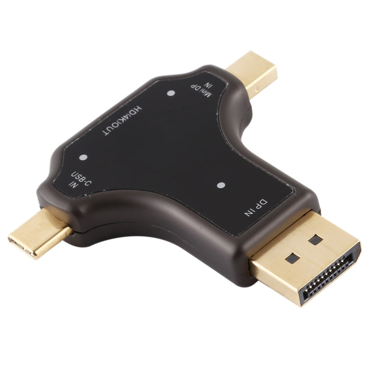D63A DisplayPort+Mini DP+Type-C公頭 轉 HDMI母頭 3合一轉接頭