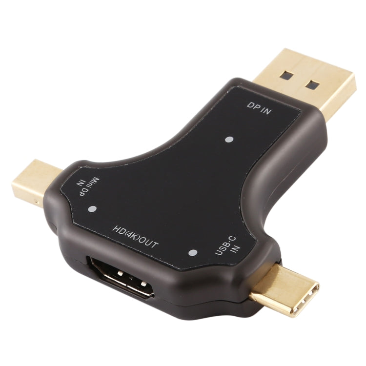 D63A DisplayPort+Mini DP+Type-C公頭 轉 HDMI母頭 3合一轉接頭