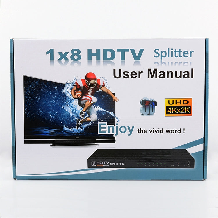 1 x 8 HDMI分配器分屏器，高清4K x 2K