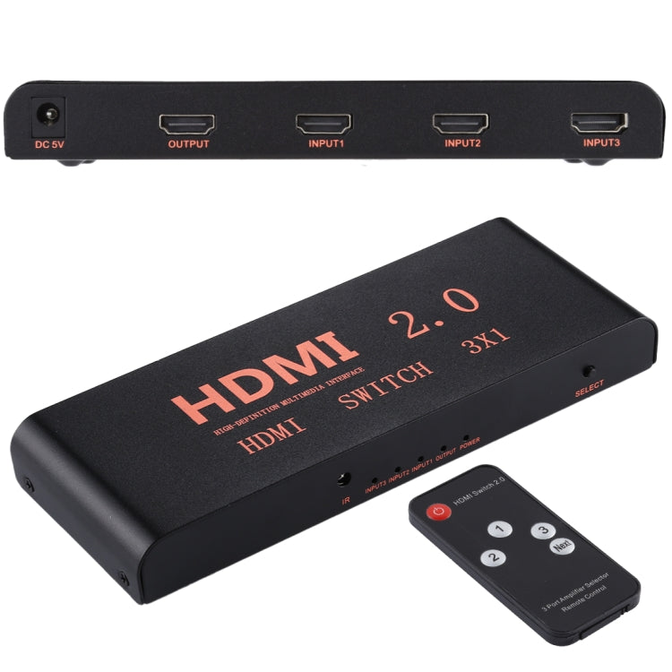 3X1 4K/60Hz HDMI 2.0切換器 帶遙控器 歐規