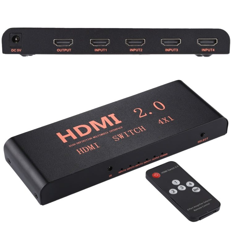 4X1 4K/60Hz HDMI 2.0切換器 帶遙控器 歐規