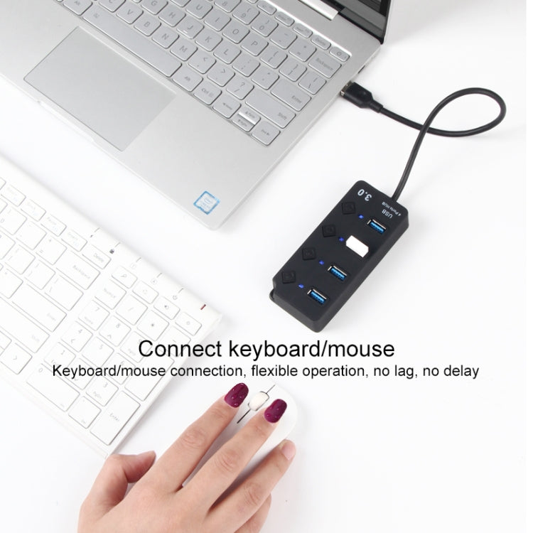 Onten 5301 USB 3.0公頭轉4個 USB 2.0母頭分線器帶獨立開關