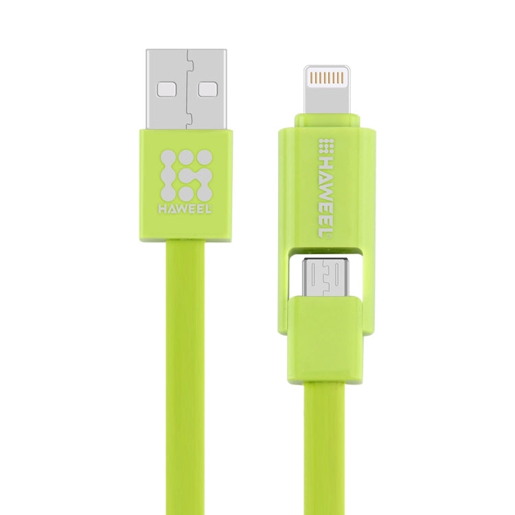 HAWEEL 2合1 Micro USB & 8 Pin 轉 USB 接口 扁平數據同步充電數據線，線長1米