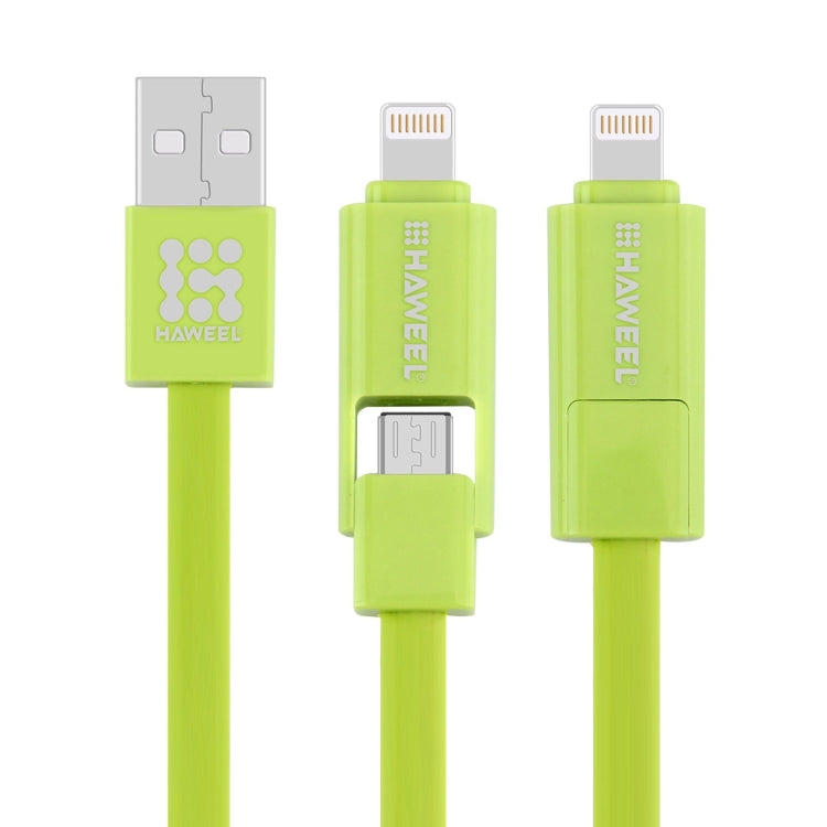 HAWEEL 2合1 Micro USB & 8 Pin 轉 USB 接口 扁平數據同步充電數據線，線長1米