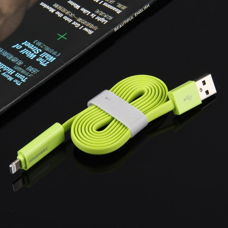 HAWEEL 2合1 Micro USB & 8 Pin 轉 USB 接口 扁平數據同步充電數據線，線長1米