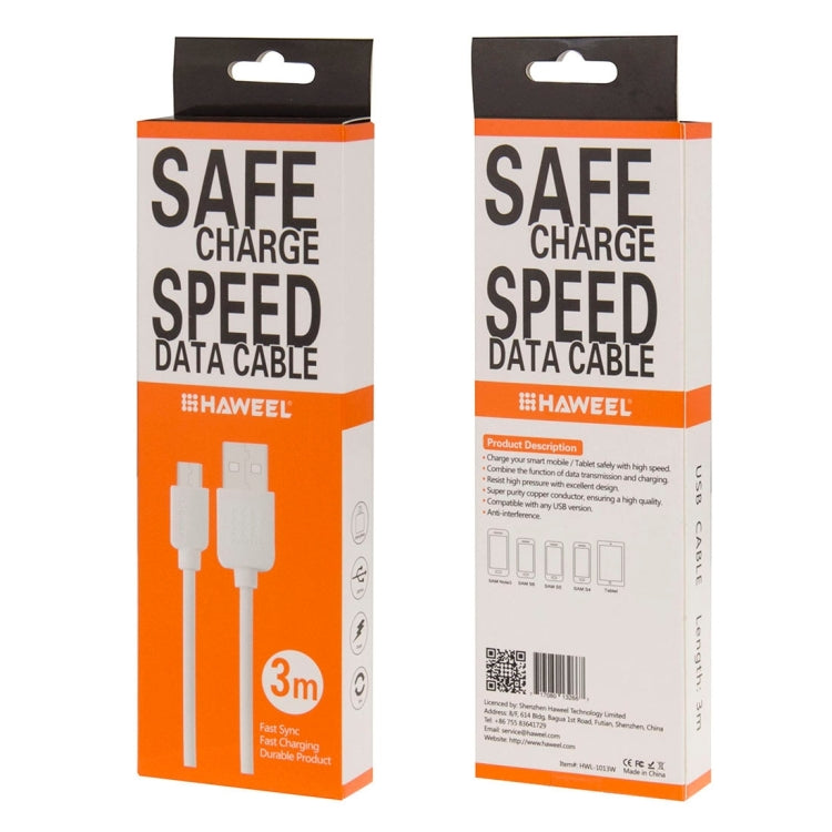 HAWEEL 3m High Speed Micro USB to USB Data Sync Charging Cable For Samsung, Xiaomi, Huawei, LG, HTC, The Devices with Micro USB Port, Micro USB 3m