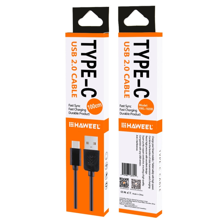 HAWEEL USB Type-C 轉 USB 2.0  充電數據線, 長度1米