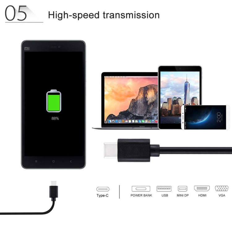 HAWEEL USB Type-C 轉 USB 2.0  充電數據線, 長度1米