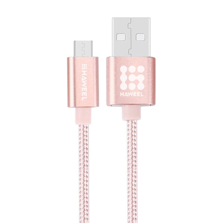 HAWEEL 編織線金屬頭3A Micro USB 充電數據線, 線長: 1米