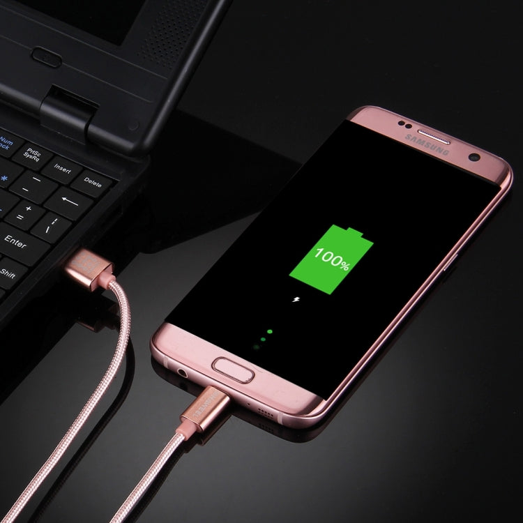HAWEEL 編織線金屬頭3A Micro USB 充電數據線, 線長: 1米