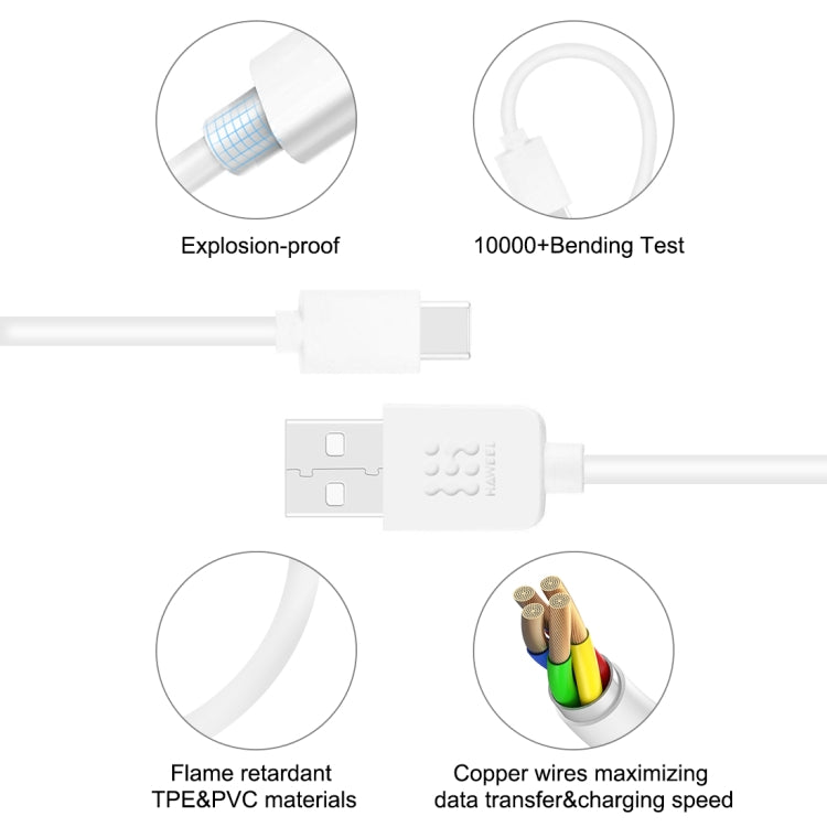 HAWEEL USB Type-C 轉 USB 2.0  充電數據線, 長度2米