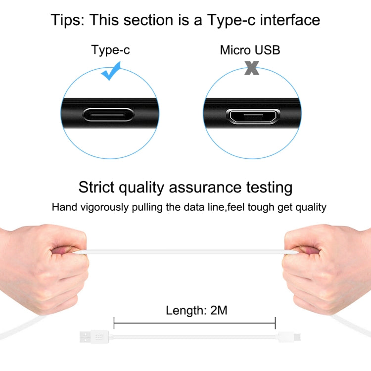 HAWEEL USB Type-C 轉 USB 2.0  充電數據線, 長度2米