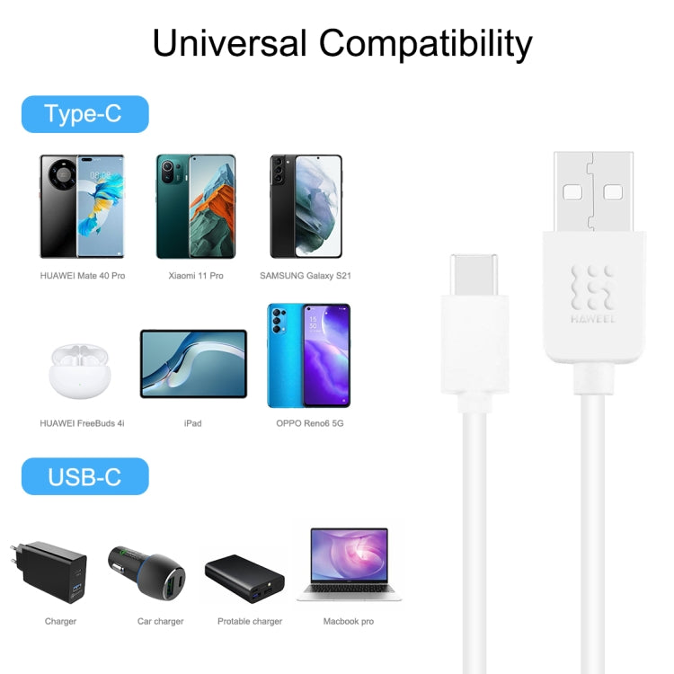 HAWEEL USB Type-C 轉 USB 2.0  充電數據線, 長度2米