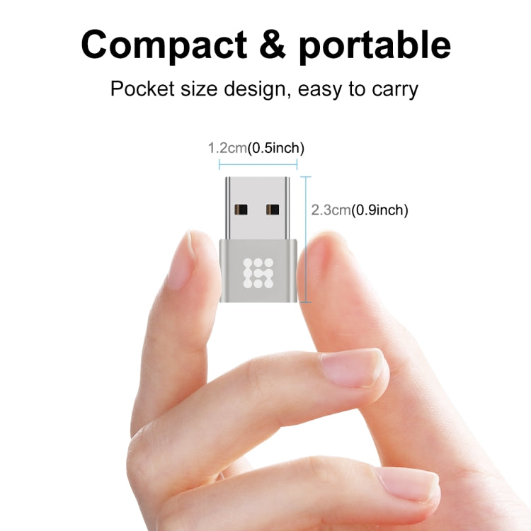 HAWEEL Type-C母頭轉USB 2.0公頭 鋁合金轉接頭 支持充電&傳輸數據