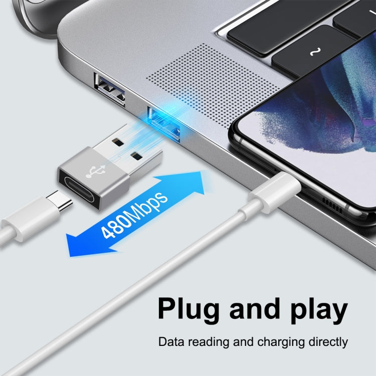 HAWEEL Type-C母頭轉USB 2.0公頭 鋁合金轉接頭 支持充電&傳輸數據
